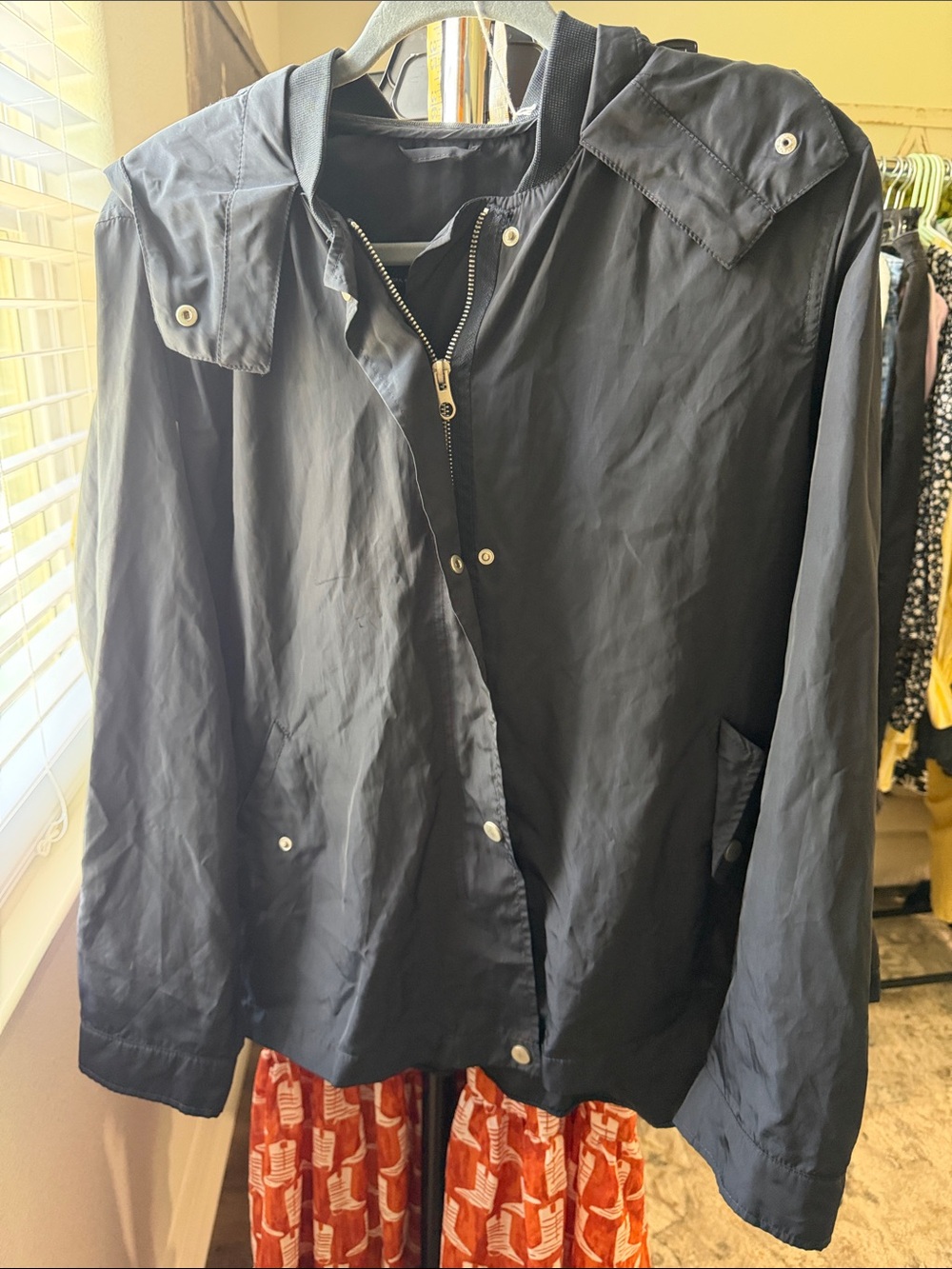 Zara Navy Hooded Utility Jacket